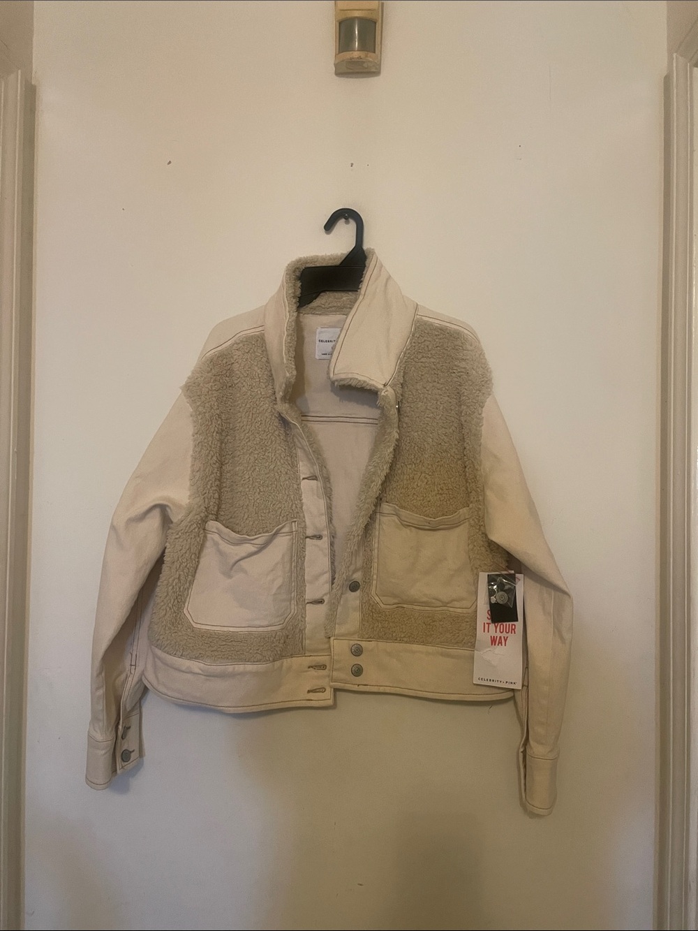 Women's Cream Sherpa Panel Jacket